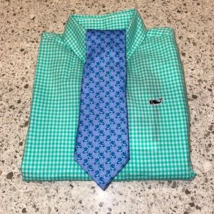 vineyard vines boys gingham whale shirt